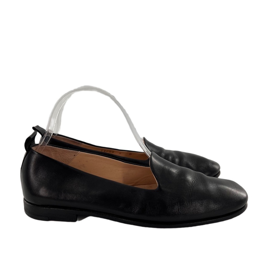 Bally Alba flats 6 black Italian leather smoking loafers old money minimalist